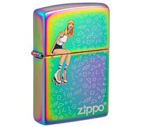 Zippo Windproof Lighter-Roller Skate Girl Design Multi Color-Refillable for Lifetime Use-Gift Box-Metal Construction-Made in USA, One Size
