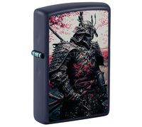 Zippo Windproof Lighter, Samurai Warrior, Navy Mat, Colour Image, Refillable, Reusable, Windproof Design, Gift Box, Made in USA