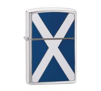 Zippo Windproof Lighter - Scotland Flag - Brushed Chrome, Emblem - Refillable for Lifetime Use - Adjustable Flame - Gift Box - Metal Construction - Made in USA