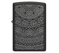 Zippo Windproof Lighter - Silver Geometry - Black Matte, Laser Engrave - Refillable for Lifetime Use - Adjustable Flame - Gift Box - Metal - Made in USA
