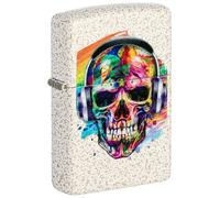 Zippo Windproof Lighter, Skull Headphones Design - Mercury Glass with Colour Image - Refillable, Reusable, Windproof Design - Comes in Gift Box - Made in USA