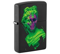 Zippo Windproof Lighter - Skull Hellenism - Black Matte - Black Light Effect - Refillable - Reusable - Windproof Design - Gift Box - Made in USA