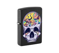 Zippo Windproof Lighter - Skull Moon - Black Matte, Black Light Effect - Refillable - Reusable - Windproof Design - Gift Box - Made in USA