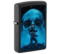 Zippo Windproof Lighter, Space Soldier Design - Matt Black, Black Light - Refillable, Reusable, Windproof Design - Comes in Gift Box - Made in USA