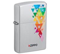 Zippo Windproof Lighter - Sports Icons, Satin Chrome, Colour Image, Refillable, Reusable, Windproof Design, Gift Box, Made in USA