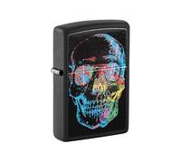 Zippo Windproof Lighter - Sunglasses Painted Skull - Black Matte - Colour Image - Refillable - Reusable - Gift Box - Made in USA