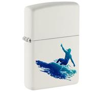 Zippo Windproof Lighter-Surfing Design Refillable for Lifetime Use-Gift Box-Metal Construction-Made in USA, White Matte-Surfer, One Size