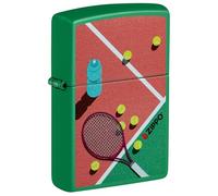 Zippo Windproof Lighter, Tennis, Grass Green Mat, Colour Image, Refillable, Reusable, Windproof Design, Gift Box, Made in USA