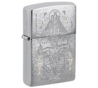 Zippo Windproof Lighter, Treasure Bond Auto Design - Brushed Chrome, Auto Two Tone - Refillable, Reusable, Windproof Design - Comes in Gift Box - Made in USA