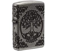 Zippo Windproof Metal Long Lasting Best Fluid| Refillable Perfect for Cigarettes Cigars Candles |Pocket Lighter Fire Starter Tree of Life, Other, Armor Antique Silver, Regular