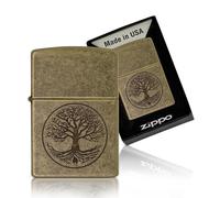 Zippo Tree of Life Antique Brass Windproof Flame Lighter Flip Top Accessory