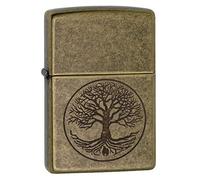 Zippo Tree of Life Antique Brass Windproof Flame Lighter Flip Top Accessory