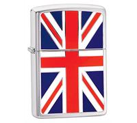 Zippo Windproof Metal Long Lasting Best Fluid| Refillable Perfect for Cigarettes Cigars Candles|Pocket Lighter Fire Starter|Union Jack Emblem, 100% Cotton Jersey, Brushed Chrome