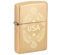 Zippo Windproof Lighter, USA Design - High Polished Brass, Lustre Finish - Refillable, Reusable, Windproof Design - Comes in Gift Box - Made in USA