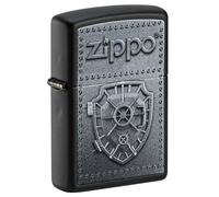 Zippo Windproof Lighter, Vault Design - Matt Black, Colour Image - Refillable, Reusable, Windproof Design - Comes in Gift Box - Made in USA