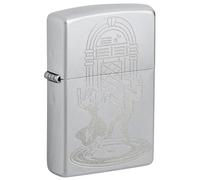 Zippo Windproof Lighter, Vintage Dance Design - Satin Chrome, Lustre Finish - Refillable, Reusable, Windproof Design - Comes in Gift Box - Made in USA