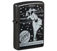 Zippo Windproof Lighter, Vintage Windy Logo Design - High Polished Black, Colour Image - Refillable, Reusable, Windproof Design - Comes in Gift Box - Made in USA