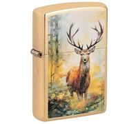 Zippo Windproof Lighter - Watercolor Deer Design - Refillable - Gift Box - Metal - Made in USA