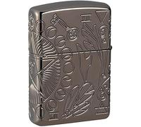 Zippo Windproof Lighter - Wicca Design, Multi Cut - Armor High Polish Black Finish - Refillable - Reusable - Windproof Design - Gift Box - Metal - Made in USA