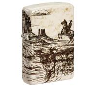 Zippo Pocket Lighter, Brass, Wild West Scene Design 540, One Size