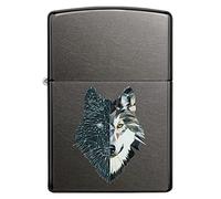 Zippo Windproof Lighter - Wolf Design - Grey Dusk Finish with Colour Image - Refillable - Reusable - Windproof Design - Gift Box - Metal - Made in USA