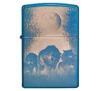 Zippo Windproof Lighter - Wolves Model - High Polish Blue Finish with Color Image - Refillable - Reusable - Windproof Design - Gift Box - Metal - Made in USA