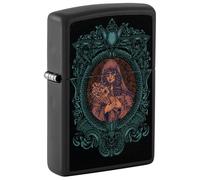 Zippo Windproof Lighter - Woman in the Mirror - Black Matte - Black Light Effect - Refillable - Reusable - Windproof Design - Gift Box - Made in USA