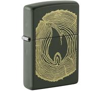 Zippo Windproof Lighter, Wood Ring Design - Matt Green, Laser Engraving - Refillable, Reusable, Windproof Design - Comes in Gift Box - Made in USA