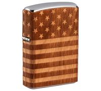 Zippo Windproof Lighter, Woodchuck Wrap American Flag Design - Street Chrome, Emblem Attached - Refillable, Reusable, Windproof Design - Comes in Gift Box - Made in USA