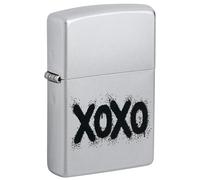 Zippo Windproof Lighter Design Refillable for Lifetime Use-Gift Box-Metal Construction-Made in USA, Satin Chrome-XOXO, One Size