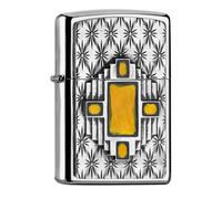 Zippo Windproof Lighter, Yellow Diamond Design - High Polished Chrome, Emblem - Refillable, Reusable, Windproof Design - Comes in Gift Box - Made in USA