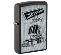 Zippo Windproof Lighter, Zippo Car Design - Matt Black, Colour Image - Refillable, Reusable, Windproof Design - Comes in Gift Box - Made in USA