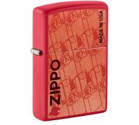 Zippo Windproof Lighter - Zippo Design Red Matte - Refillable - Gift Box - Metal - Made in USA