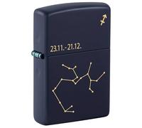 Zippo Zodiac Sagittarius Navy Blue Matte Windproof Metal Refillable Lighter