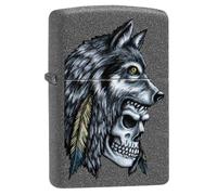 Zippo Wolf Skull Feather Design Iron Stone Pocket Lighter