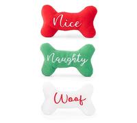 Zippy Paws Holiday Miniz 3-Pack - Naughty and Nice Bones Dog Plush Toy for Small Dogs