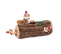 Zippy Paws ZP676 Holiday Zippy Burrow Yule Log Dog Toy - Interactive Plush Hide-and-Seek Game with Squeaky Toys - 300g