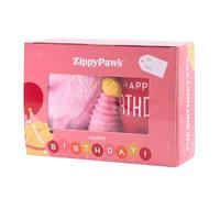 ZippyPaws - Birthday Box Gift for Dogs Squeaky Toy Set - 3 Toys, Pink