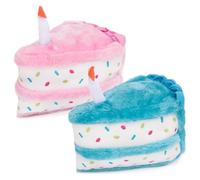 ZippyPaws Birthday Cake - Dog Squeaky Toys to Keep Them Busy, Funny Food Plush for Small, Medium, & Large Dogs, Cute Stuffed Puppy Toy, Pet Products, Gift for Dogs of All Breeds - Blue & Pink
