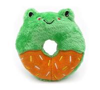 ZippyPaws - Donutz Buddies - Frog Pet Donut Toys for Dogs with Embroidered Sprinkles, Soft, No Stuffing, Durable Large Breed Dog & Puppy Toys with Squeaker