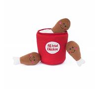 ZippyPaws - Food Buddies Burrow, Interactive Squeaky Hide and Seek Plush Dog Toy - Bucket of Chicken