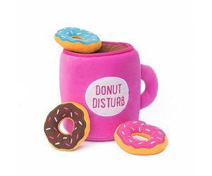 ZippyPaws - Food Buddies Burrow, Interactive Squeaky Hide and Seek Plush Dog Toy - Coffee and Donutz