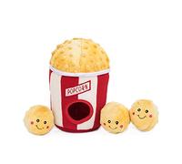 ZippyPaws - Food Buddies Burrow, Interactive Squeaky Hide and Seek Plush Dog Toy - Popcorn Bucket