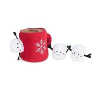 ZippyPaws - Holiday Burrow, Interactive Squeaky Hide and Seek Plush Dog Toy - Hot Cocoa and Marshmallows