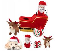 ZippyPaws Holiday Burrow™ - Santa's Sleigh - No-Stuffing Squeaky Dog Toy