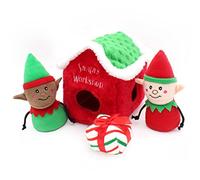 ZippyPaws Holiday Burrow™ - Santa's Workshop - No-Stuffing Squeaky Dog Toy
