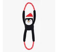 ZippyPaws - Holiday RopeTugz, Squeaky and Plush Rope Tug Dog Toy - Penguin
