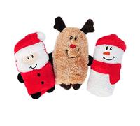 ZippyPaws - Holiday Squeakie Buddies No Stuffing Plush Dog Toy - 3-Pack Santa, Reindeer, Snowman