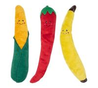 ZippyPaws Jigglerz - Dog Squeaky Toys to Keep Them Busy, Funny Food Plush for Small, Medium, & Large Dogs, Cute Stuffed Puppy Toy, Pet Products, Gift for All Breeds - Corn, Pepper, & Banana