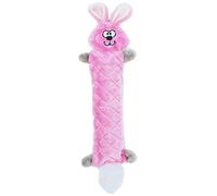 ZippyPaws - Jigglerz Tough No Stuffing Squeaky Plush Dog Toy with Crinkle Head and Tail - Bunny